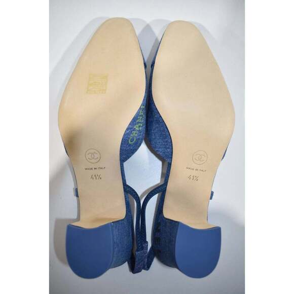 Chanel 22P Mademoiselle Coco Sling Light Blue Denim Slingback Sandal Heel 41.5 - Picture 10 of 10
